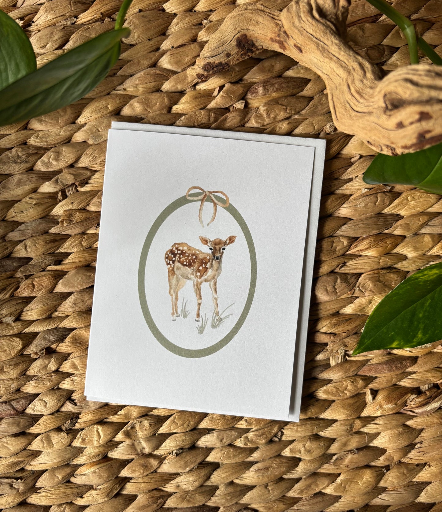 Handpainted Notecard-Baby Deer
