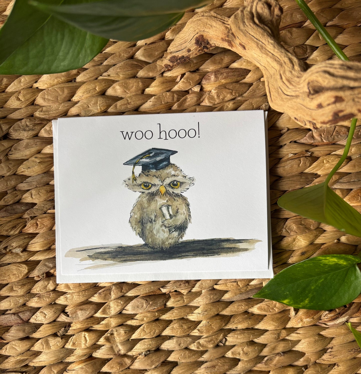 Handpainted Notecard-Graduation Owl