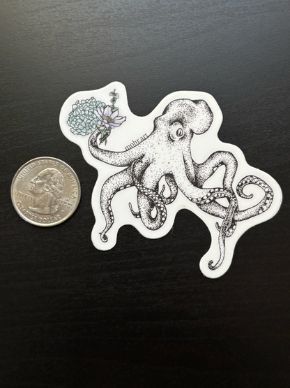 Octopus with Flowers Sticker