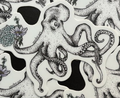Octopus with Flowers Sticker