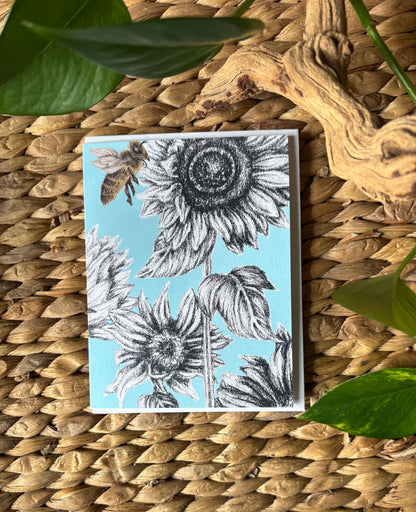 Hand-drawn Notecard-Sunflower